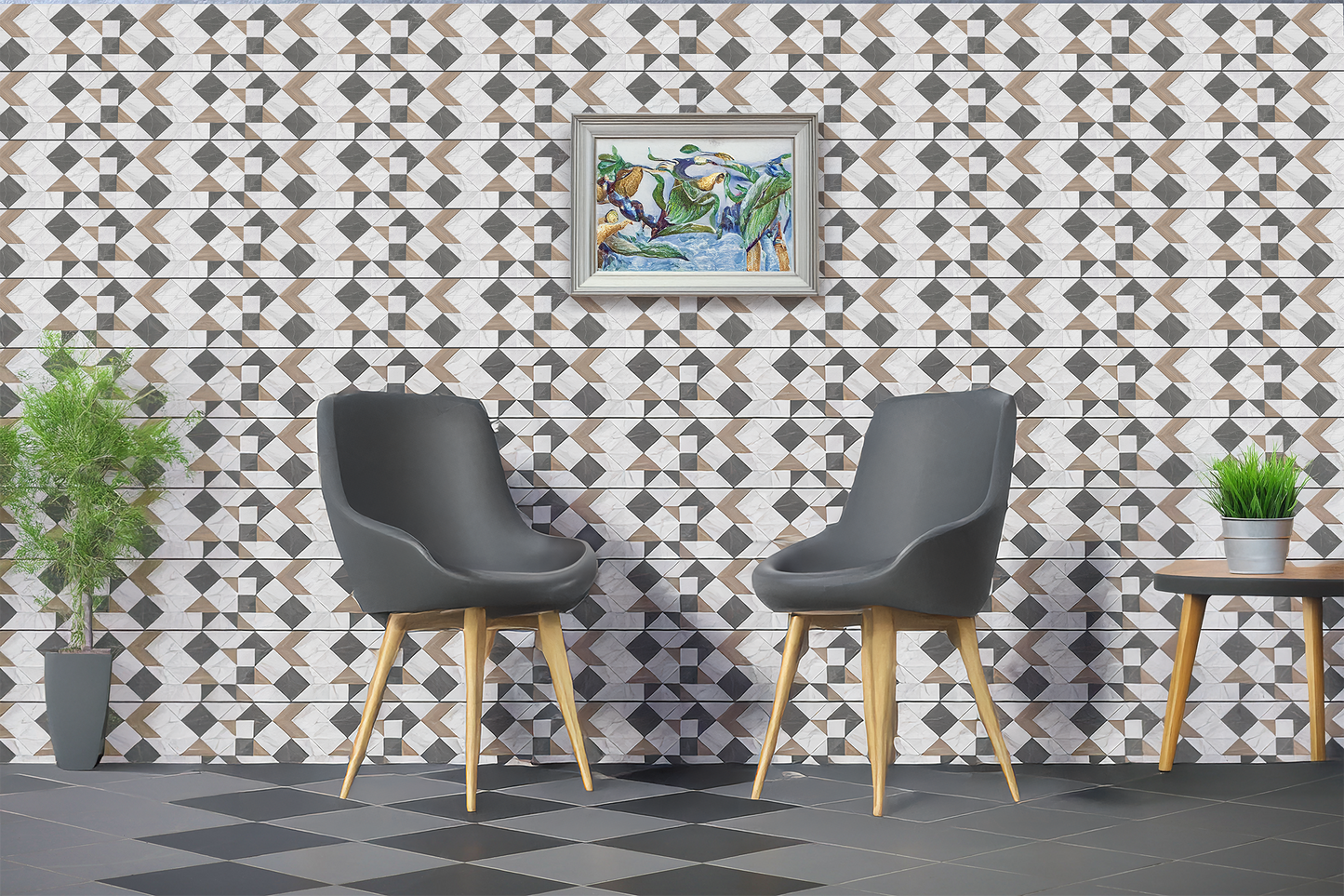 geometric patterned wall tiles