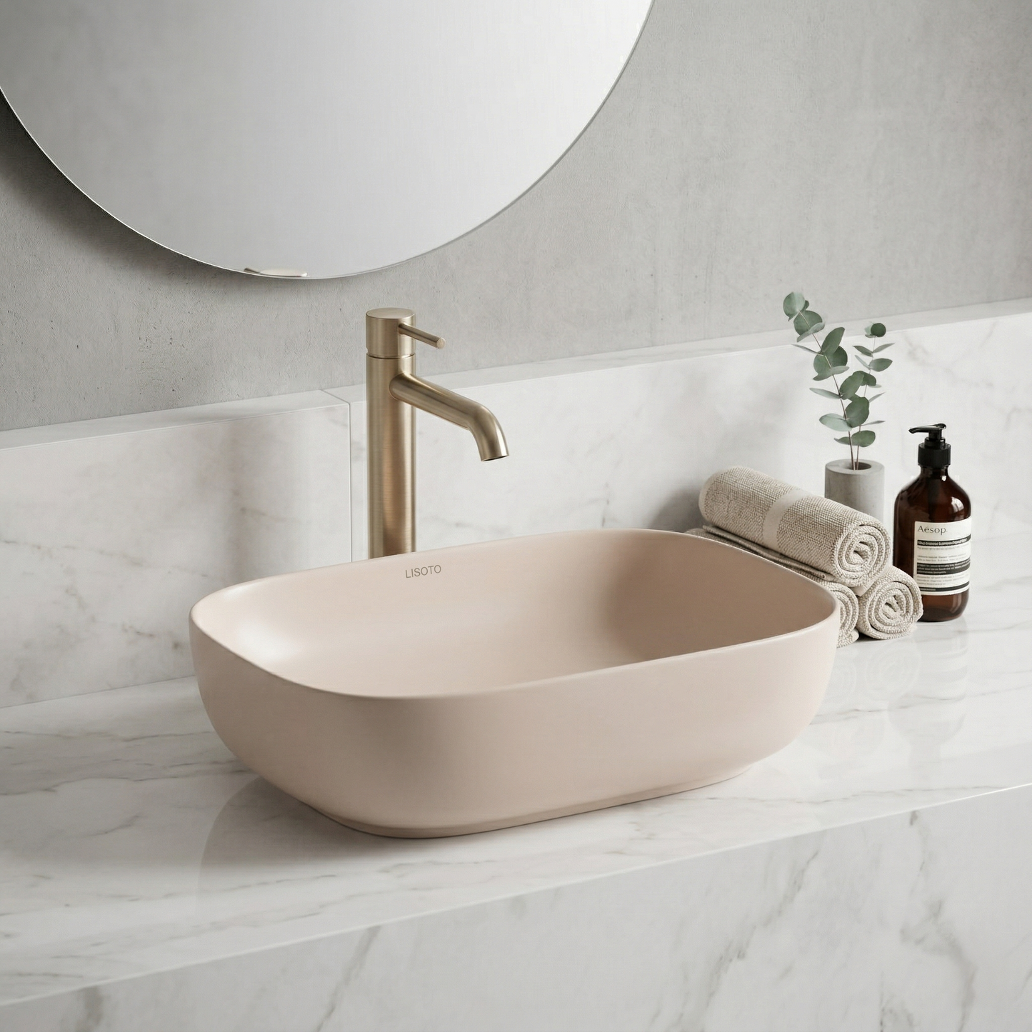 Orange Matte Ceramic Table Top Wash Basin 18x13 Inch | Modern Bathroom Sink | Countertop Basin