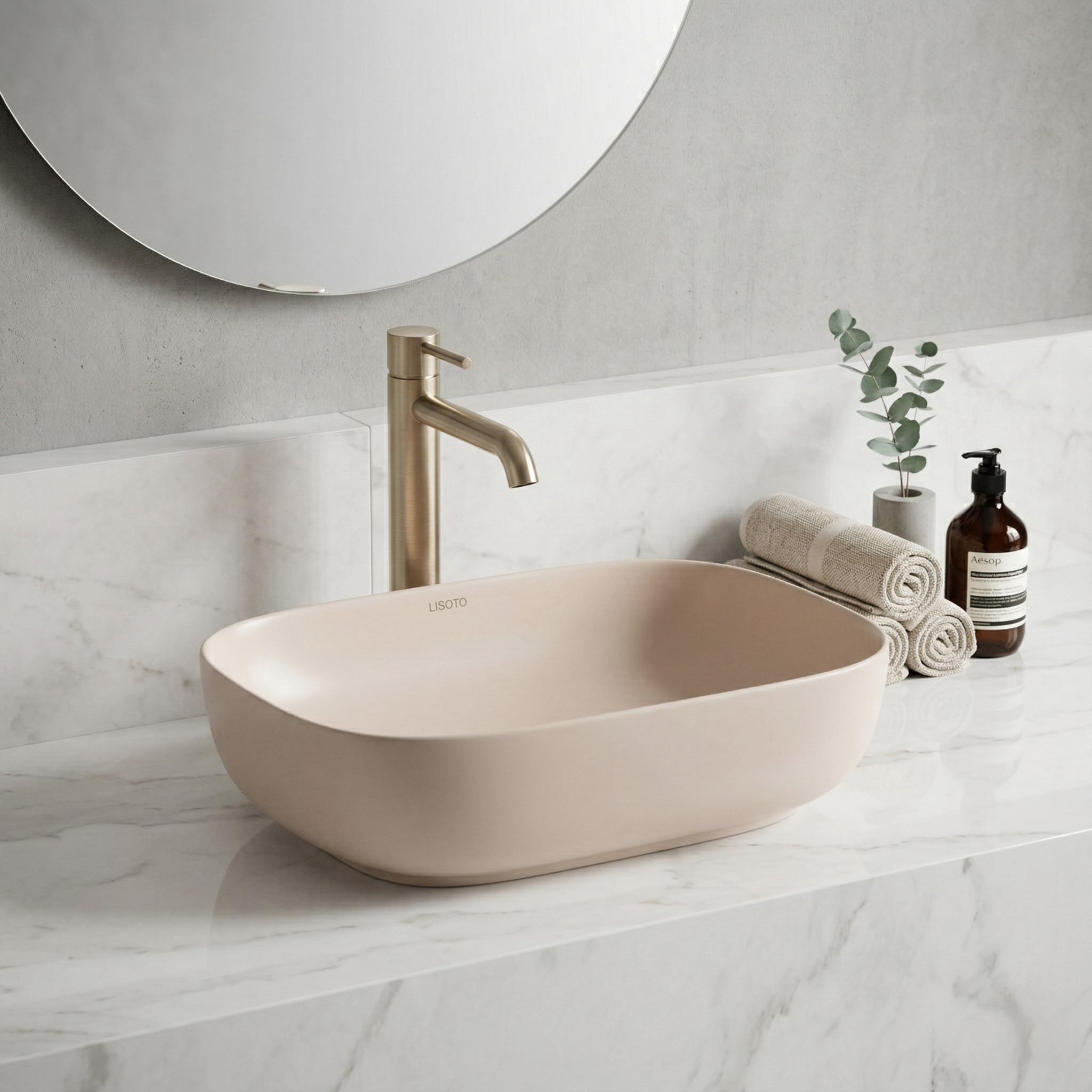 Orange Matte Ceramic Table Top Wash Basin 18x13 Inch | Modern Bathroom Sink | Countertop Basin