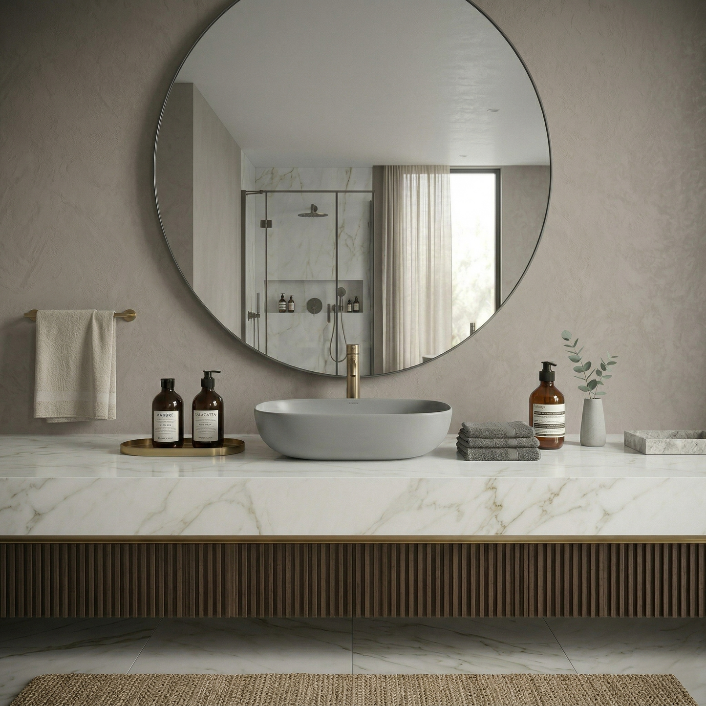 Grey Matt Table Top Basin 18x13x6 Inch | Modern Ceramic Wash Basin for Bathroom Vanity | Uday Ceramic