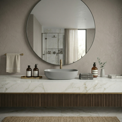 Grey Matt Table Top Basin 18x13x6 Inch | Modern Ceramic Wash Basin for Bathroom Vanity | Uday Ceramic