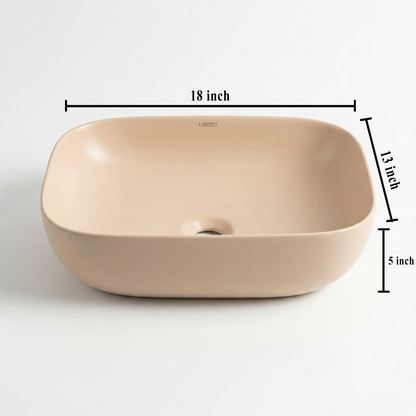 Orange Matte Ceramic Table Top Wash Basin 18x13 Inch | Modern Bathroom Sink | Countertop Basin