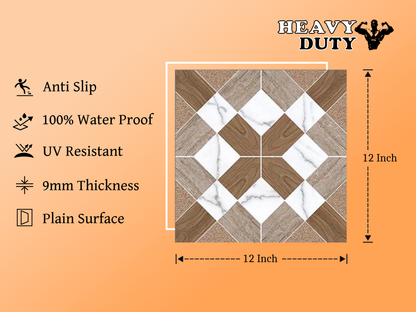 Wooden Parking Tile - 144 , vitrified body , 9mm thickness, size 12 inch x 12 inch